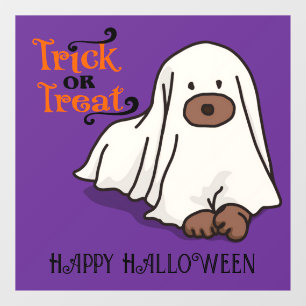 Halloween Niedlich Spooky Whimsical Ghost Dog Lila Fensteraufkleber