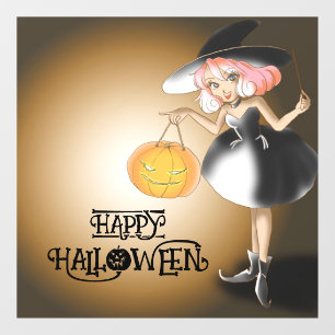 Halloween Niedlich Spooky Whimsical Hexe Lila Fensteraufkleber