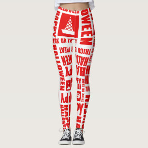 Halloween Niedlich Spooky Whimsical Red Pattern Leggings