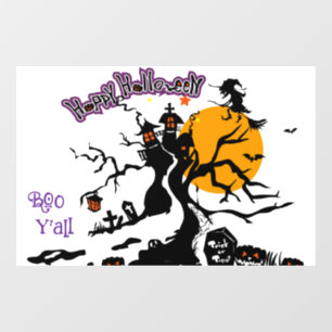 Halloween Niedlich Spooky Whimsical White Fensteraufkleber