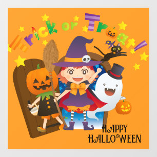 Halloween Niedlich Spooky Whimsical Witz Orange Fensteraufkleber