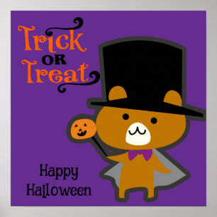 Halloween Niedlich Spooky Whimsical Wizard BearPur Poster