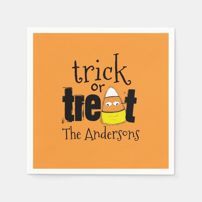 Halloween Niedlich Trick oder Treat Funny Candy Co Serviette (Vorderseite)