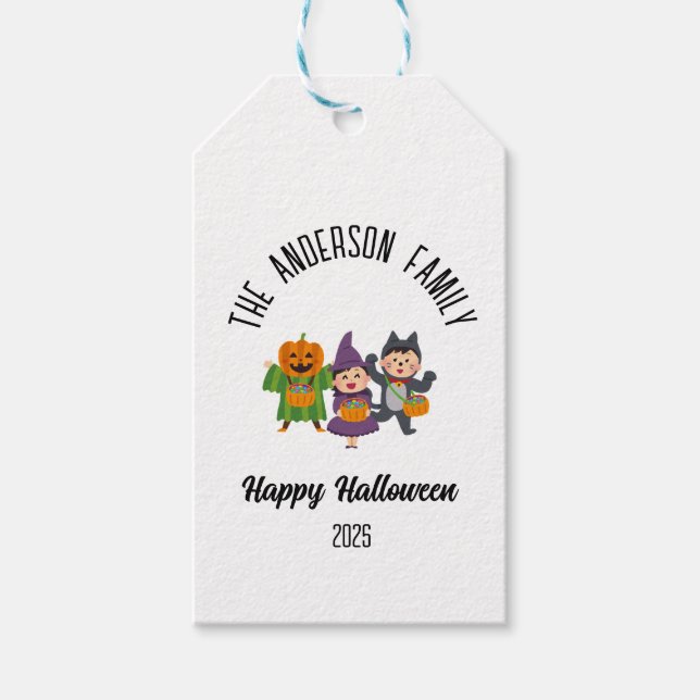 Halloween Niedlich Trick oder Treat Personalisiert Geschenkanhänger (Vorderseite)