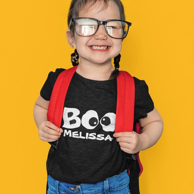 Halloween Niedlich Typografie Boo Personalisiert T-Shirt (Cute Halloween Custom kids T Shirt. )