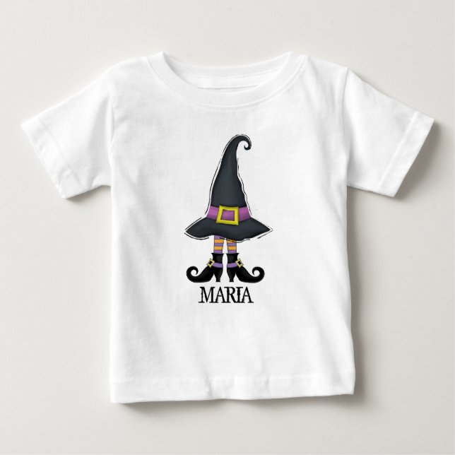 Halloween Niedlich Whimsical Witch Hat Schuhe Baby T-shirt (Vorderseite)