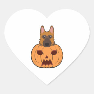 Halloween-Niedliche deutsche Hirten stecken in ein Herz-Aufkleber