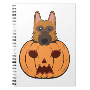 Halloween-Niedliche deutsche Hirten stecken in ein Notizblock
