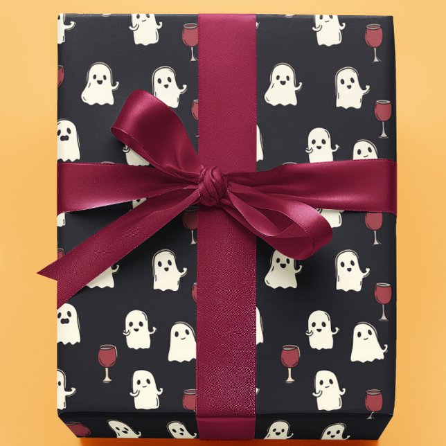 Halloween Niedliche Geister und Weingläser Geschenkpapier (Von Creator hochgeladen)