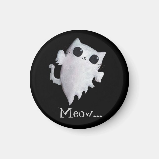 Halloween-niedliche Geisterkatze Magnet (Vorne)