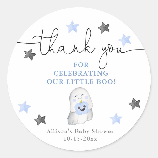 Halloween niedliche Ghost-Blues-Babydusche Runder Aufkleber (Vorderseite)