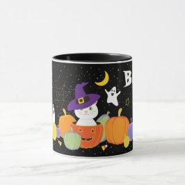 Halloween Niedliche Katze in Hexenhut Tasse