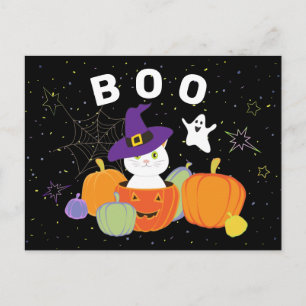 Halloween Niedliche Katze in Hexenhutenpostkarte Postkarte