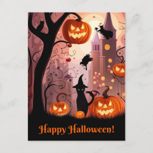 Halloween Niedliche Katzenwelschnecke Feiertagspostkarte
