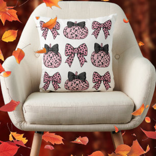 Halloween niedliche Pumpkins und Bogen rosa Coquet Kissen