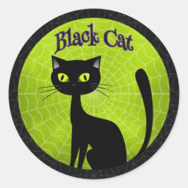 Halloween - Niedliche Schwarze Katze Runder Aufkleber