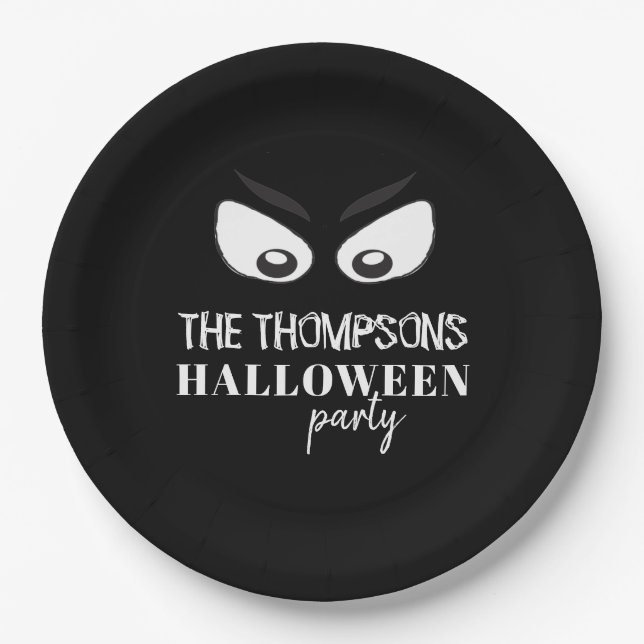 Halloween Niedliche Schwarztypografie Spooky Boo Pappteller (Vorderseite)
