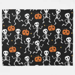 Halloween-Niedliche Skelette und Kürbiskins Fleecedecke