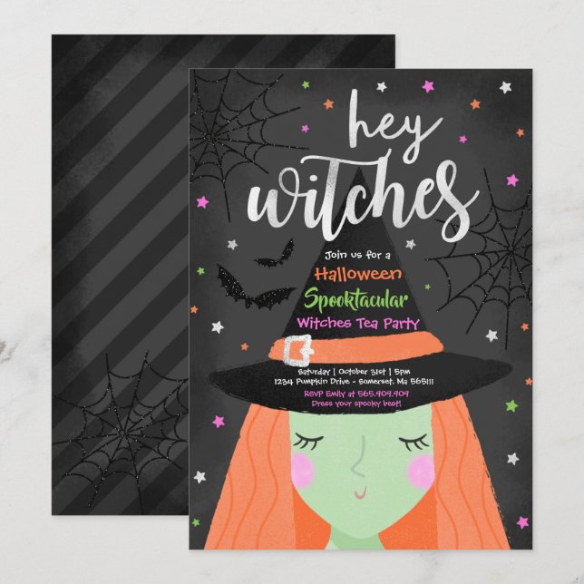 Halloween-Niedlichen Halloween-Tea-Party Einladung (Vorne/Hinten)