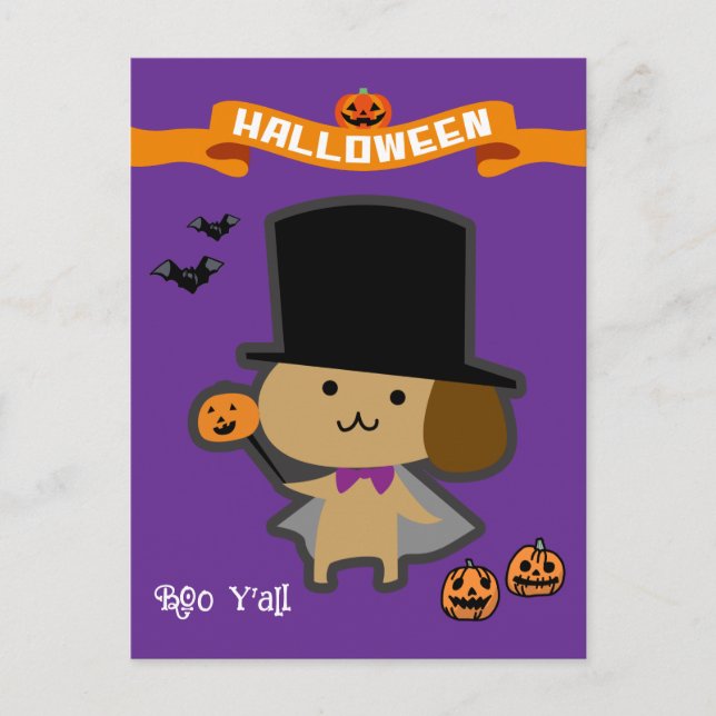 Halloween Niedlicher Assistent-Hund Postkarte (Vorderseite)
