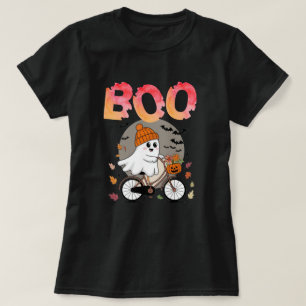 Halloween Niedlicher Geist auf einem Bike T-Shirt