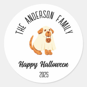 Halloween Niedlicher Hundeghost Kostüm Personalisi Runder Aufkleber