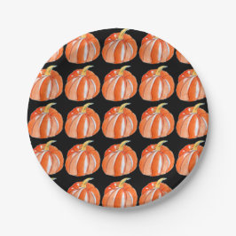 Halloween niedlicher Kürbis schwarz und orange Pappteller