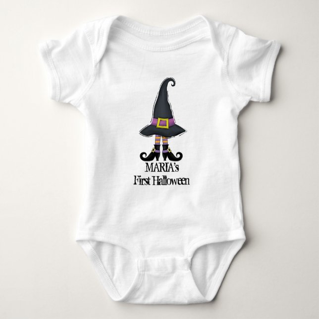 Halloween Niedlicher Minimalistischer Hexenschuh h Baby Strampler (Vorderseite)