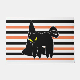 Halloween Niedlicher Schwarzkatzenhamster | Streif Fußmatte