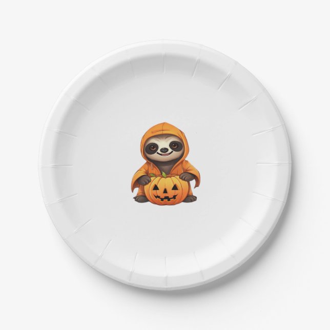 Halloween Niedlicher Sloth Classic T - Shirt Pappteller (Vorderseite)