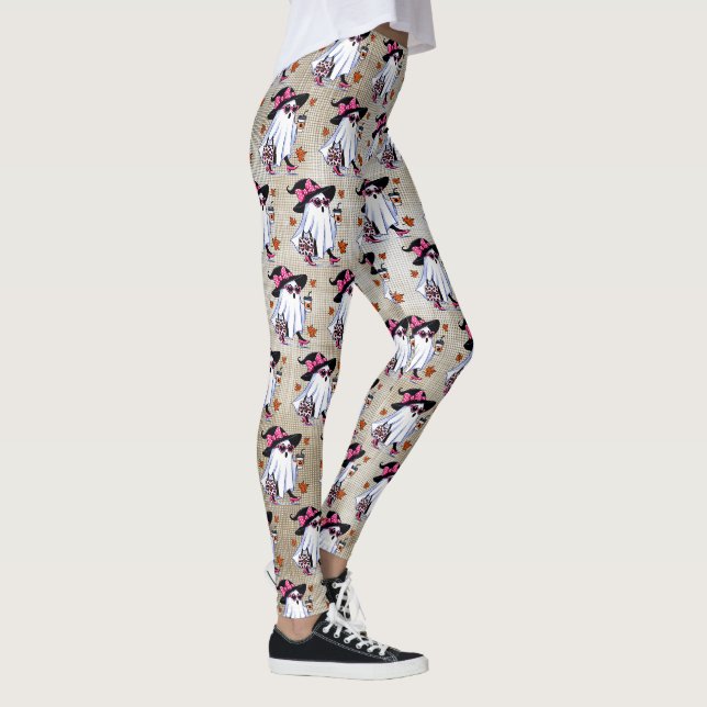 Halloween Niedlicher, stylischer Hexengastcoffee C Leggings (Rechts)