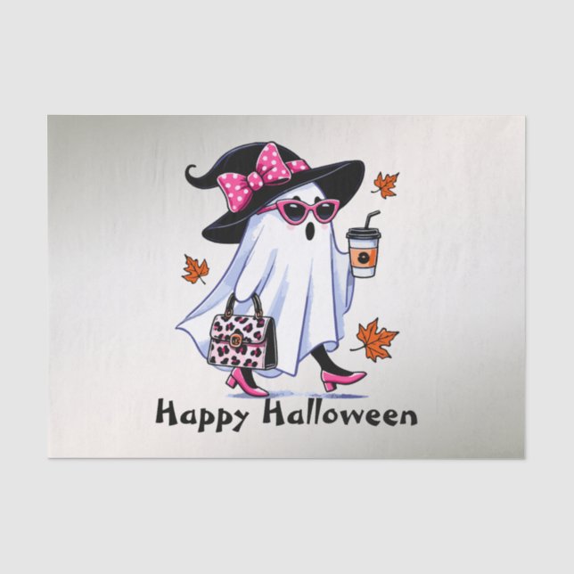 Halloween Niedlicher, stylischer Hexengastcoffee C Seidenpapier (Vorderseite)