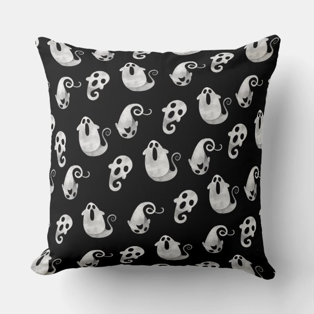 Halloween, niedliches Aquarellghost & Ghouls Kissen (Vorderseite)