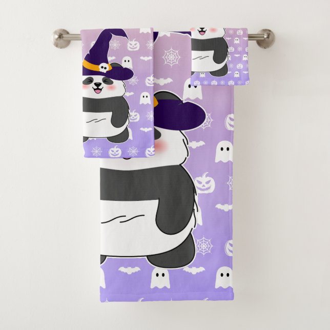 Halloween Niedliches Baby Panda Hexe Magic Wand Badhandtuch Set (Insitu)