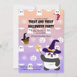 Halloween Niedliches Baby Panda Hexe Magic Wand Einladung