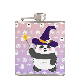 Halloween Niedliches Baby Panda Hexe Magic Wand Flachmann