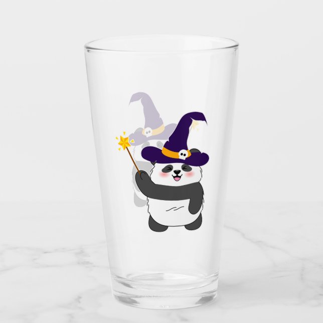 Halloween Niedliches Baby Panda Hexe Magic Wand Glas (Vorderseite)