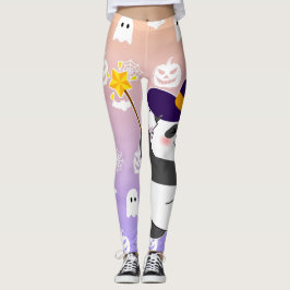 Halloween Niedliches Baby Panda Hexe Magic Wand Leggings