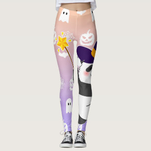 Halloween Niedliches Baby Panda Hexe Magic Wand Leggings
