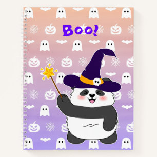 Halloween Niedliches Baby Panda Hexe Magic Wand Notizbuch
