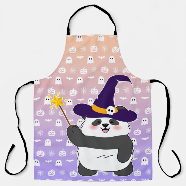 Halloween Niedliches Baby Panda Hexe Magic Wand Schürze (Vorderseite)