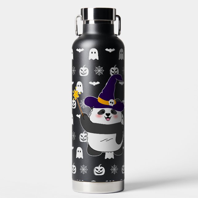 Halloween Niedliches Baby Panda Hexe Magic Wand Trinkflasche (Vorderseite)