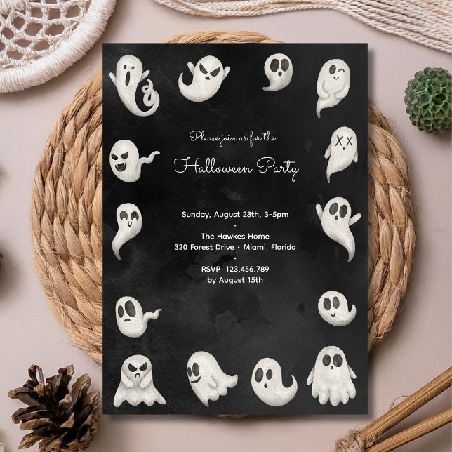 Halloween-niedliches beängstigendes GeisterParty Einladung (Von Creator hochgeladen)
