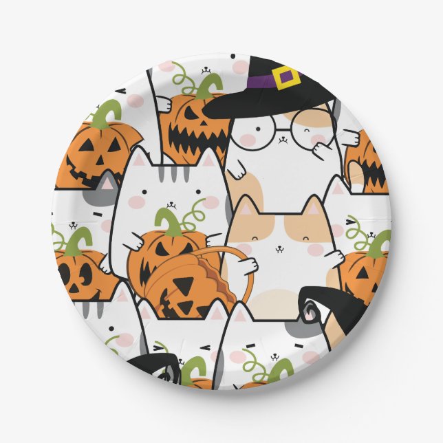 Halloween Niedliches Monsterpapier Pappteller (Vorderseite)