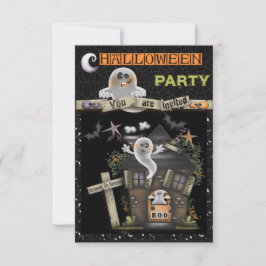 Halloween - Niedliches Spuk Geisterhaus (2) Einladung
