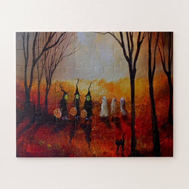 Halloween Night Full Moon Geister und Hexen (Horizontal)