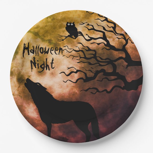 Halloween Night Fullmoon 3 Paper Plate Pappteller (Vorderseite)