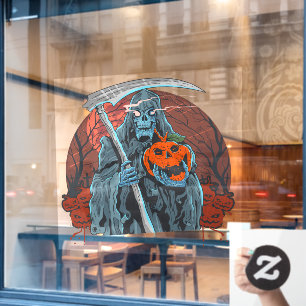 Halloween Night Grim Sensenmann Beängstigende Pump Fensteraufkleber