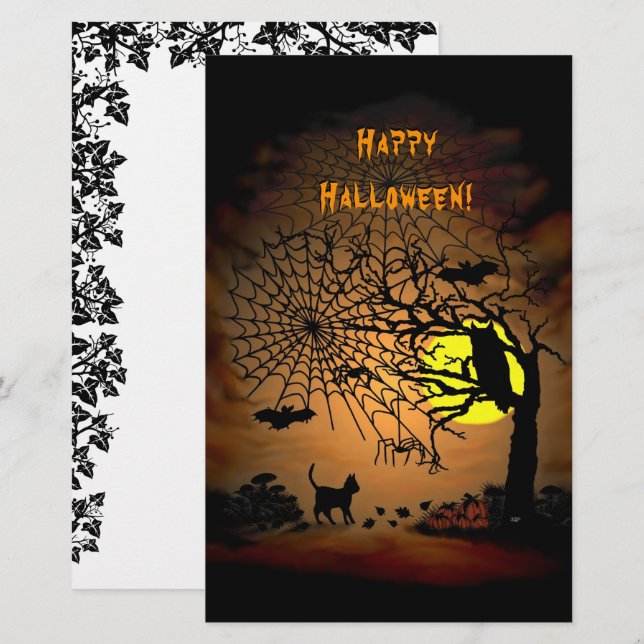 Halloween Night Happy Halloween! Briefpapier  (Vorne/Hinten)