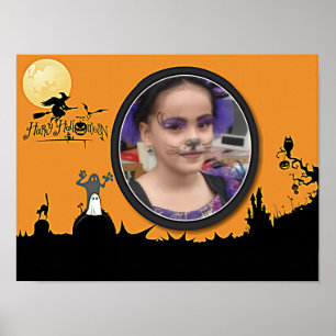 Halloween Night in Orange Glow Fügen Sie Ihr Foto Poster